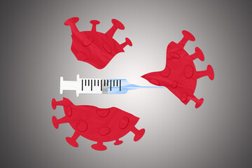 Vaccine VS Covid-19 Illustration, paper concept