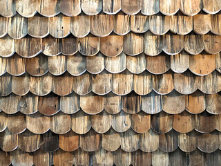 Old wooden roof vintage tiles background detail and close up