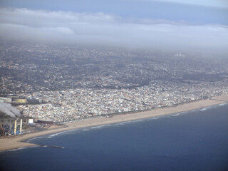 Aerial of Manhattan Beach, El Segundo power plant, LA