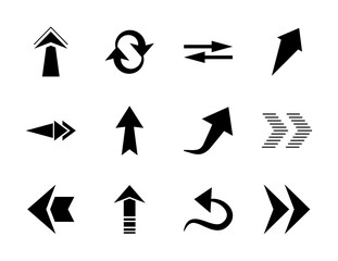 arrows up icon set, silhouette style