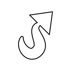 Obraz premium curved arrow with right direction, line style