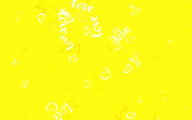 Light Yellow vector pattern with colorful hearts.