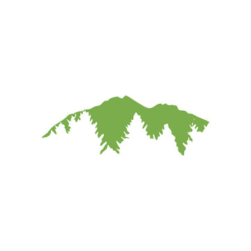mountain with pine trees shapes, flat style