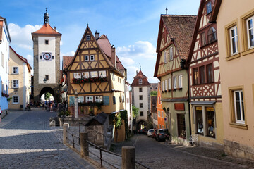 Naklejka na ściany i meble Rothenburg ob der Tauber Shops & Clock Tower