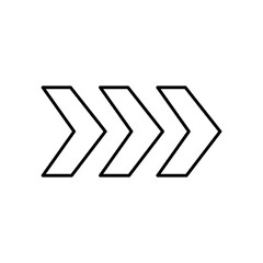 three forward arrows icon, line style
