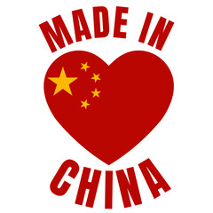 Hecho en China, corazón con la bandera de China.