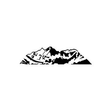 cold mountain, silhouette icon style