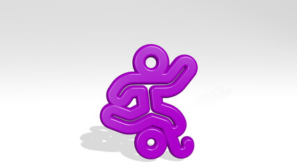 Obraz premium PARALYMPICS FOOTBALL from a perspective with the shadow. A thick sculpture made of metallic materials of 3D rendering. illustration and soccer