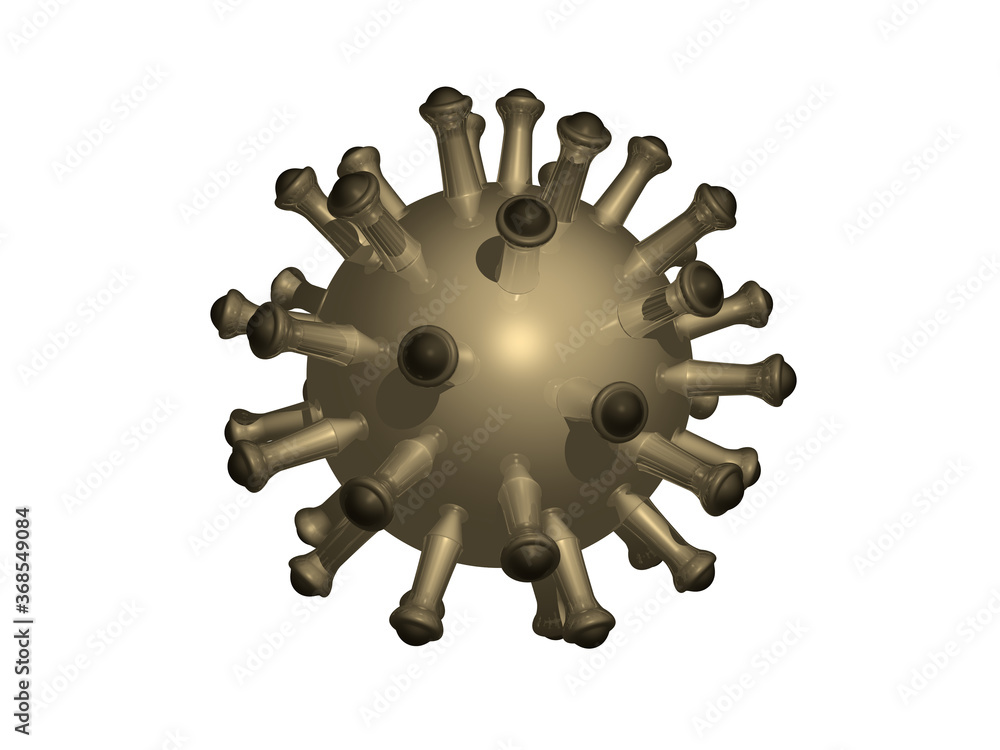 Fototapete brass corona virus illustration having sticky arms around the body with a uniform texture by 3d rend