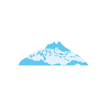 icon of mountain with snow, flat style