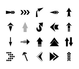 multi arrows and arrows icon set, silhouette style