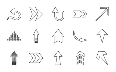 curved arrows and arrows icon set, line style