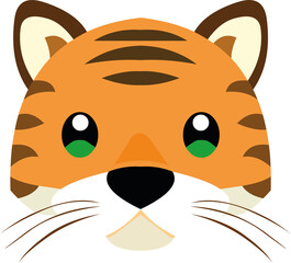 Fototapeta na wymiar Vector illustration the face of a cute tiger cartoon