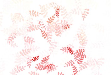 Light Red vector natural backdrop with leaves.