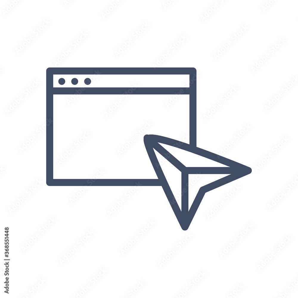 Poster website page with paperplane line style icon vector design