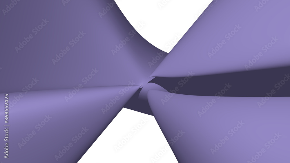Poster 3d illustration of a geometrical shape of slate blue color on a white abstract background as a curve
