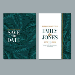 Wedding Invitation Card template, with leaf & floral background  © Fauzan