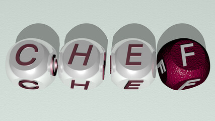 combination of CHEF built by cubic letters from the top perspective, excellent for the concept presentation. cook and cooking