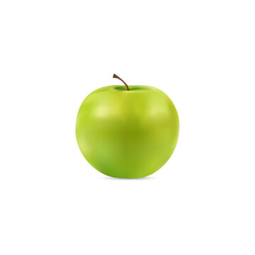 Vector illustration of a green apple on a white isolated background.