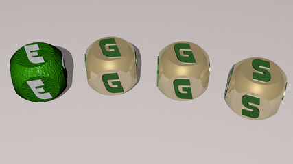 crosswords of eggs arranged by cubic letters on a mirror floor, concept meaning and presentation. easter and background