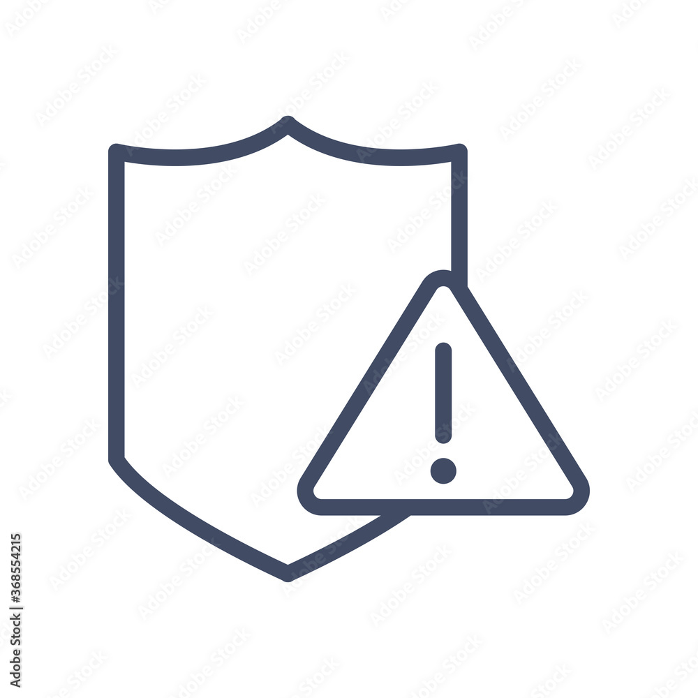 Aufkleber shield with warning triangle line style icon vector design