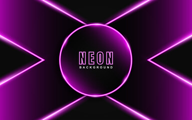Abstract diagonal geometric background with pink neon color light effect. Vector light illustration on dark concept can use for music cover poster, flyer, banner promotion, website, 