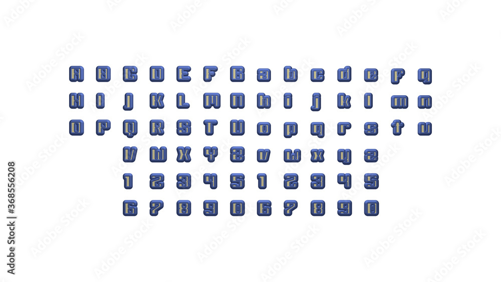 Poster full set of english letters in 3d illustrations separated to two sides for matching perspectives, li