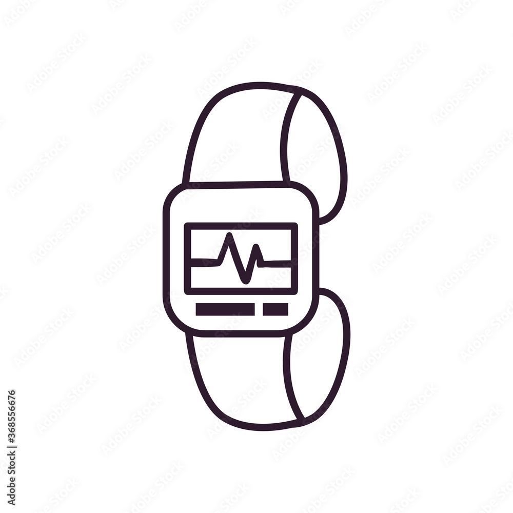 Poster smartwatch with pulse line style icon vector design