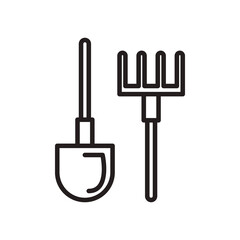 rake and shovel line style icon vector design