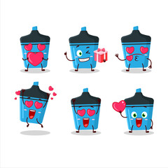 Blue highlighter cartoon character with love cute emoticon
