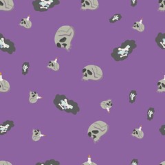 Fototapeta premium halloween pattern with skulls and bones