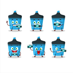 Photographer profession emoticon with blue highlighter cartoon character