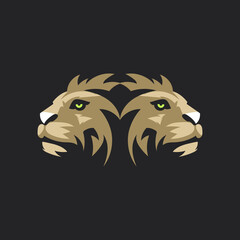 Lion two face abstract logo template - Eps 10