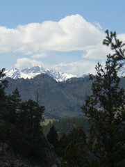View of snow-capped mountains in distance