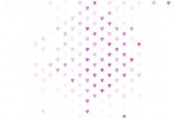Light Purple, Pink vector background with Shining hearts.