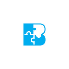 B letter with puzzle shaped inside design logo illustration