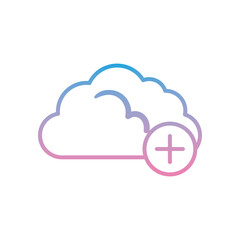 Cloud computing with add gradient style icon vector design