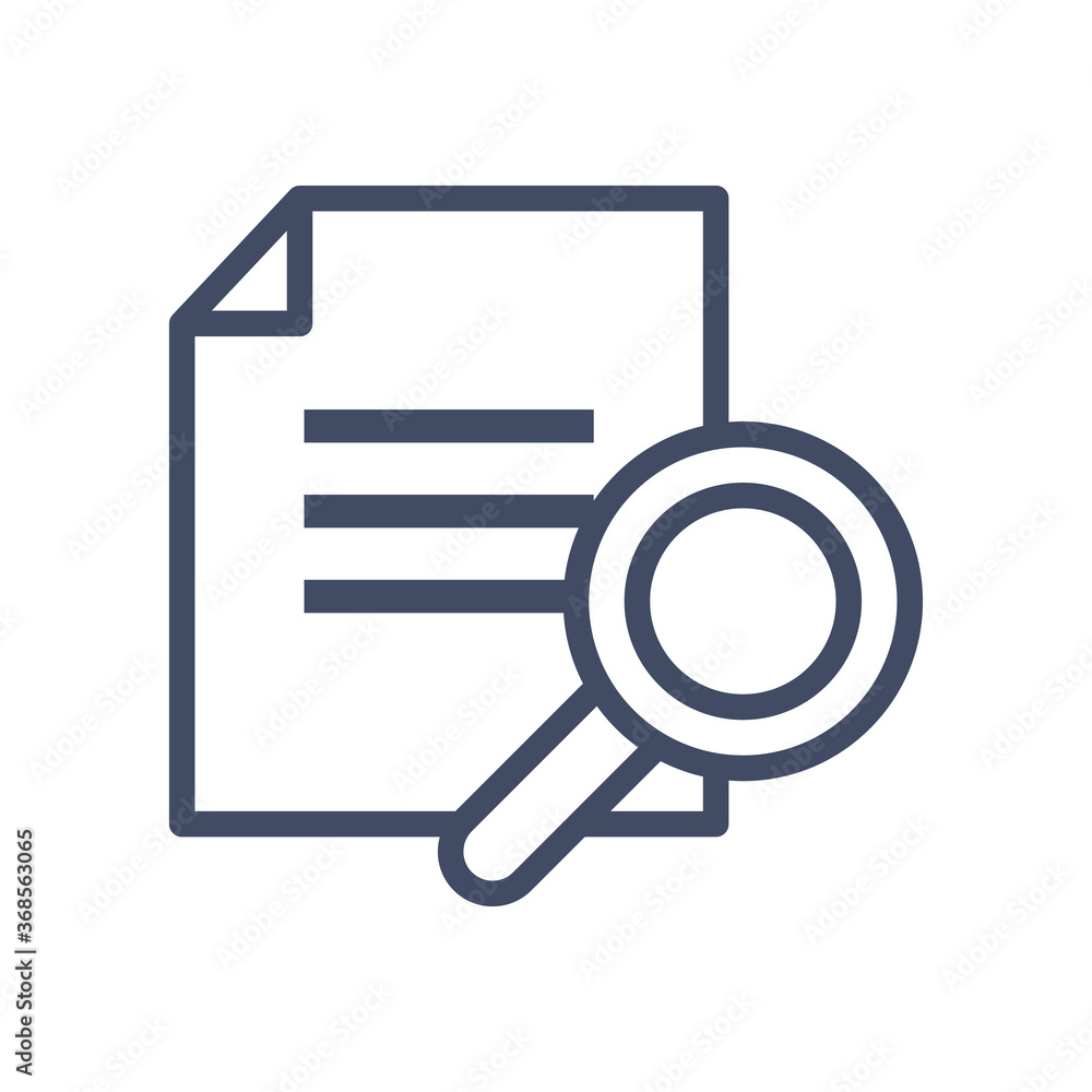 Poster document paper with lupe line style icon vector design