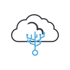 Cloud computing with circuit line style icon vector design