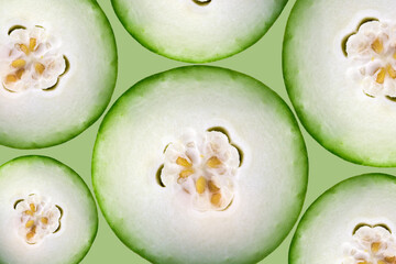 Close-up of wax gourd slice still life