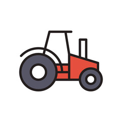 farm tractor line and fill style icon vector design