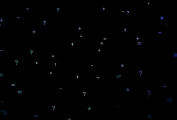 Dark BLUE vector template with math simbols.