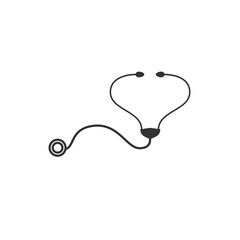 Vector Element of Stethoschope Medical Icon Black On White Background - Health Symbol Illustration
