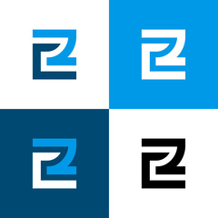 CZ or ZC monogram logo icon design template elements, square shape typography symbol