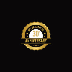 30 Th Anniversary Celebrations Gold Vector Template Design Illustration