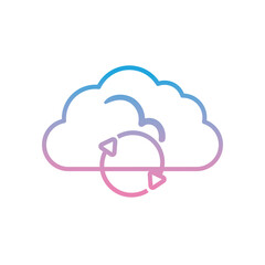 Cloud computing with repeat arrows gradient style icon vector design