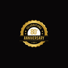 80 Th Anniversary Celebrations Gold Vector Template Design Illustration
