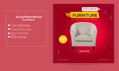 Furniture sales banner design template 