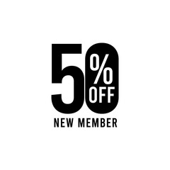 Discount 50% off New Member Vector Template Design Illustration