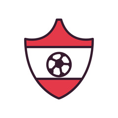 Soccer ball in shield line and fill style icon vector design